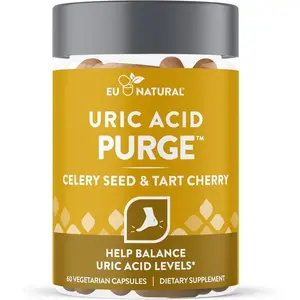 Uric Acid Flush Detox Capsules with Tart Cherry, Celery Seed & Chanca Piedra for Joint Support, Mobility & Purine Balance, Vegan Formula