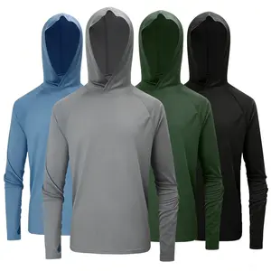 4 Pack Men's Dry Fit Athletic Shirt Long Sleeve Fishing Hoodies Workout Tops For Men UPF SPF Sun Protection Lightweight Rash Guards for Workout Running Cycling Gym Fishing Outdoor Sports