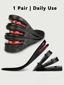 1 Pair 4-Layer Height Increase Full Insoles, 3 Adjustable Heights, Air Cushion Shock Absorption, Height Increasing Shock Absorbing Insoles, Cushioned Insoles