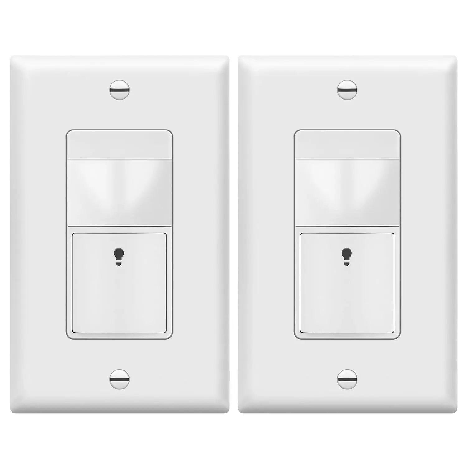 TOPGREENER PIR Motion Sensor Light Switch, Occupancy & Vacancy Motion Sensor Switch, Operable Without Ground Wire, No Neutral Wire, Single Pole, Wall Plate Included, TDOS5-HL-W-2PCS, White