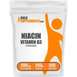 BulkSupplements - Niacin Vitamin B3 Powder - Energy Production - Digestive Support - 100g-1kg - 500mg per Serving
