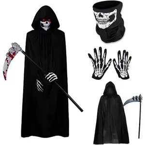 Halloween Death Cloak Set, 5-Piece Reaper Costume Props, Role-Playing Party, Perfect for Halloween Parties & Events