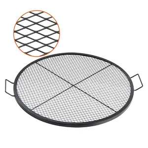 VEVOR X-Marks Fire Pit Grill Grate,  Round Cooking Grate, Heavy Duty Steel Campfire BBQ Grill Grid with Handle and Support X Wire, Portable Camping Cookware for Outside Party & Gathering, 36 Inch Black