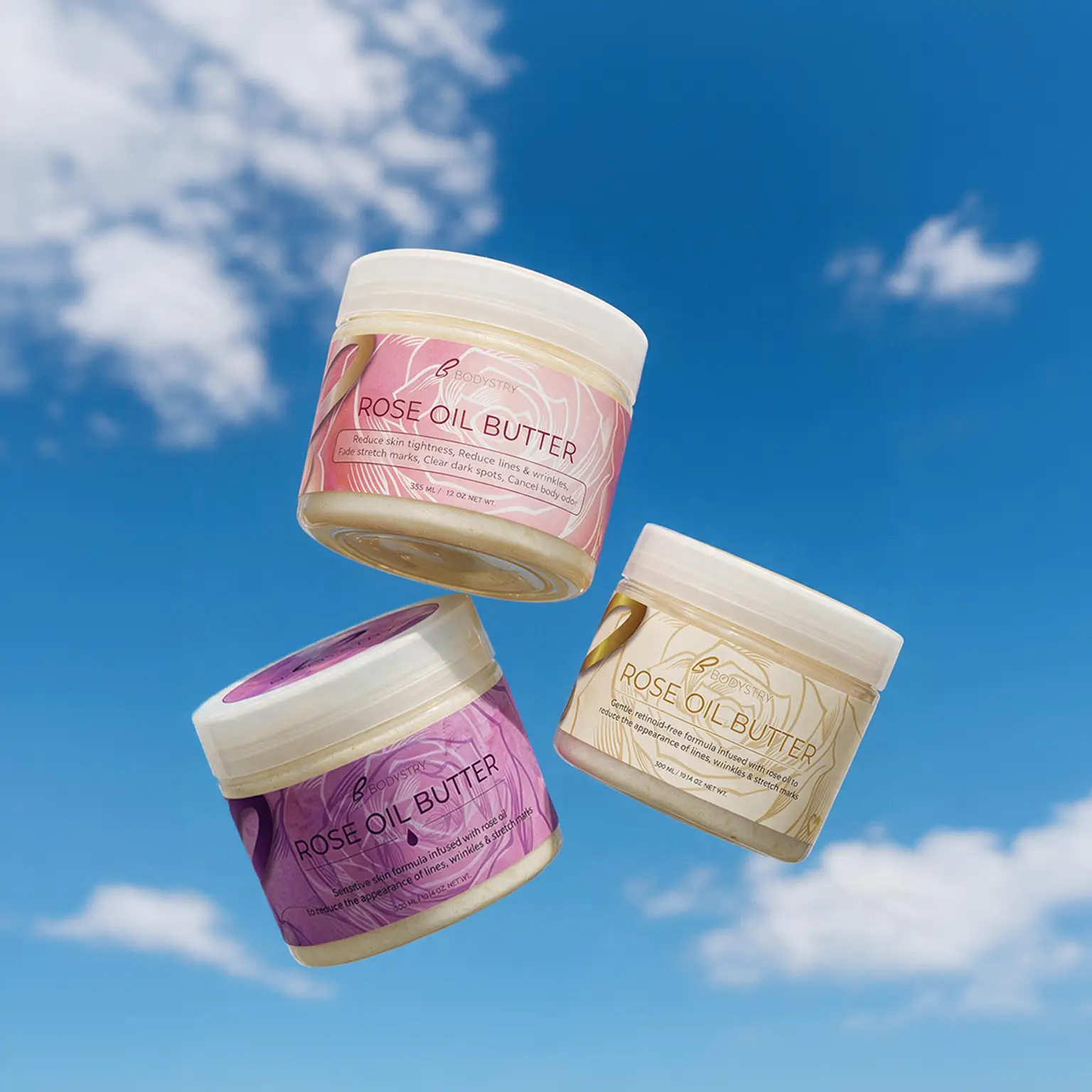 Rose Oil Butter Trio | 3-Piece Hydrating Body Butter Set for Stretch Marks, Discoloration, Skin Sagging & Deep Hydration