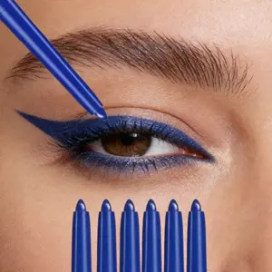6Pcs Waterproof & Sweat-Proof Blue Eyeliner Pencil - Long-Lasting, Smudge-Proof, Longwear Eye Liner for Bold Eye Makeup, Easy Glide Formula for Perfect Wings - Blue, Waterproof Eyeliner, Winged Eyeliner, Sleek Design, Smudgeproof Makeup