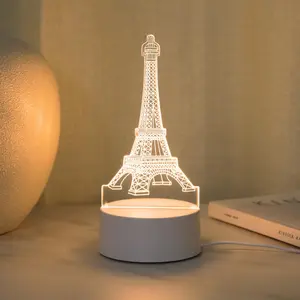 Eiffel Tower Shaped Night Light, USB Powered 3D Vision LED Light, Creative Decorative Light, Home Decor Light for Bedroom, Living Room, Dining Room, Study, Bedroom Led Lights