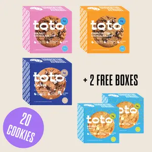Choco Bundle - 20 Cookies in 5 4-packs:Sea Salt Chocolate Chip, Peanut Butter Chocolate Chip, Birthday Cake, S'mores