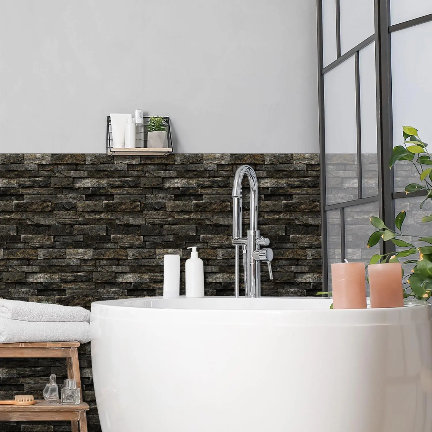 Removable Self-adhesive Marble Tile Wallpaper, 12pcs/set 12 Inch X 12 Inch Self-adhesive Wallpaper, Fashionable Home Decoration for Kitchen, Bathroom, Bedroom