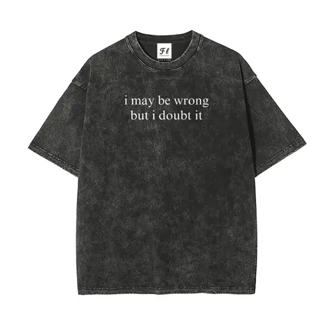 Men's Oversized High-Cotton Batik Graphic T-Shirt - S-5XL, Pre-Shrunken, Stretchy, Washed, Round Neck, Short-Sleeve, Retro, Unisex Menswear, Casual Streetwear Clothing, All-Seasons Soft Plus-Size Top ("I May Be Wrong But I Doubt It")
