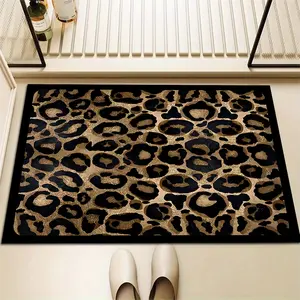 One Leopard Print Bathroom Mat - Thick, Quick-drying, with Non-slip Rubber Backing, Suitable for Bathroom Entrances, Home Goods, Bathroom Floor Mat