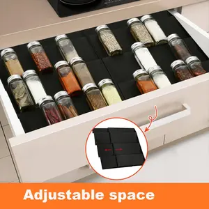 Spice Drawer Organizer, Expandable From 11.8 Inches to 23 Inches, 4-Tier Spice Rack Insert, Adjustable Dividers, Adjustable Storage, Fits Kitchen Drawers/tabletops ()