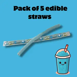 SOUR PUNCH: SIP-N-CHEW (BLUE RASPBERRY 5 EDIBLE STRAWS)