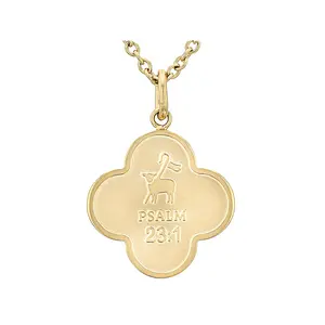 JTV 14K Yellow Gold Over Stainless Steel Bible Verse Pendant with Chain