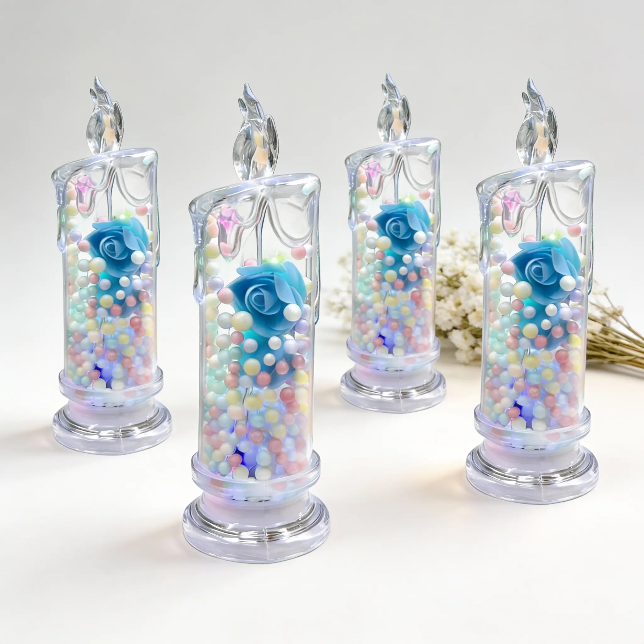4 Pieces Set, Simulation Electronic Candle Lights, Suitable for Wedding, Birthday, Restaurant, Wedding, Romantic Confessions, Decorative Ambient Lights, Bar Tabletop Decorative Candle Lights