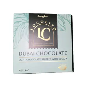 Locolito Dubai Chocolate 80 Grams - Light Chocolate Stuffed with Kunaafa - Snack & Dessert - 100% Premium Quality - Halal - Dark, Bonbon