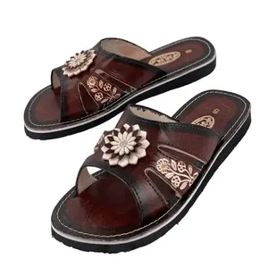 Women's Handmade Leather Sandal - Flower Open Toe