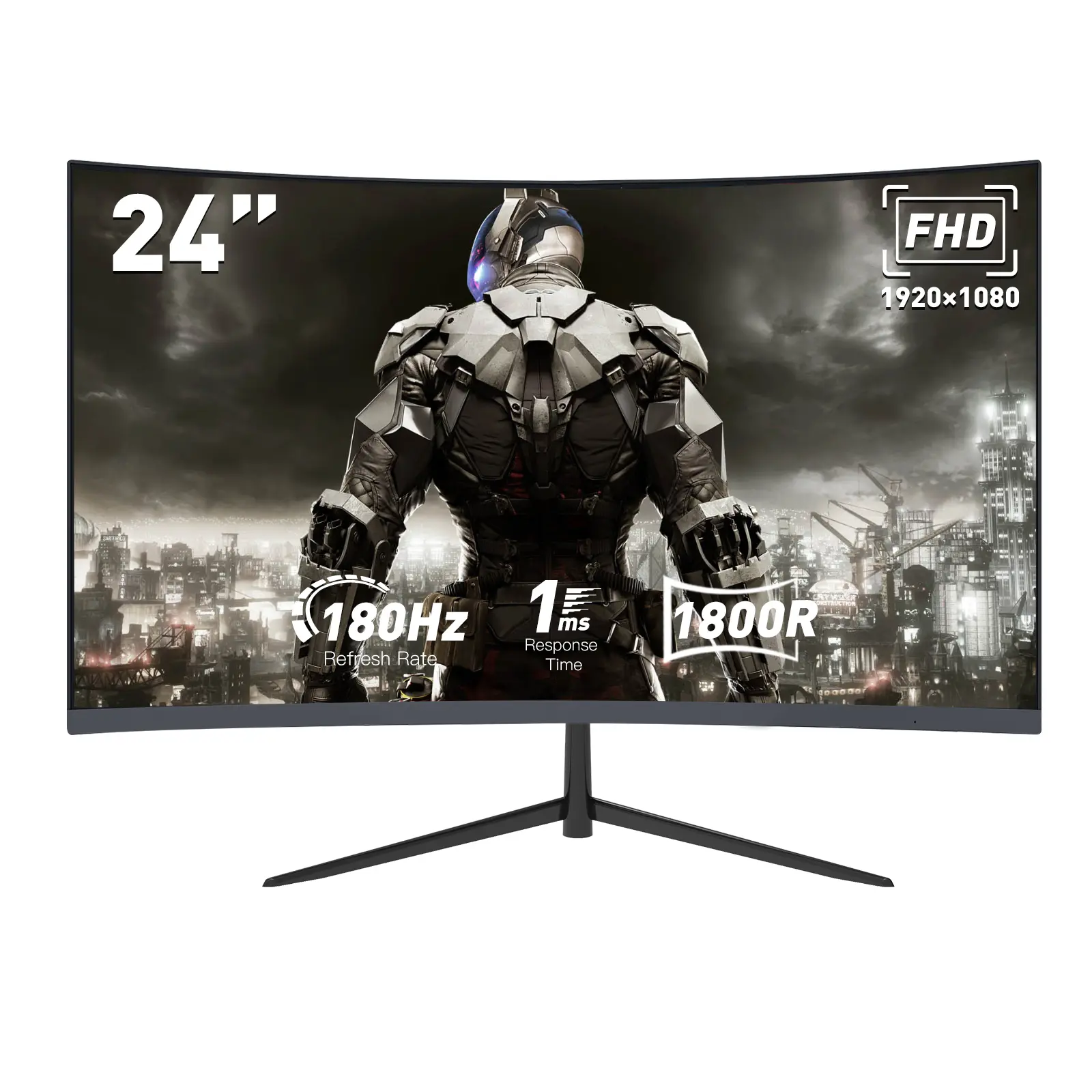 24" Curved Gaming Monitor - FHD 1080P, 180Hz Refresh Rate, 1ms Response Time, FreeSync, Ultra-Thin, VESA Ready IPS Game Ready Curved Desktop Computer Monitor for PS5, Xbox, PC (Black Friday Edition), Ips Monitor, Game Ready Monitor