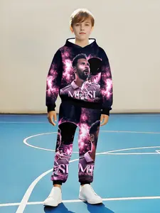 New Fashion Cristiano Ronaldo Boys' Set, Sportswear Set, Sporty Style Clothes, Casual Sports Top and Bottoms, Soft Material, Perfect for Outdoor Activities, Spring & Fall