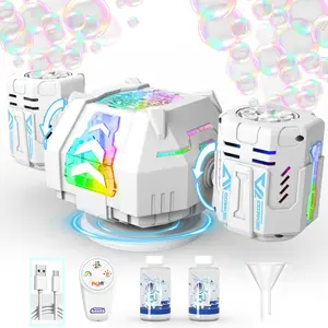 Double-Head Rotating Mecha Bubble Machine, Kids' Outdoor Toy for Bubble Play