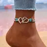 Women's 3-Piece Boho Chic Beaded Heart Charm Multi-Layer Anklets - Bohemian Body Jewelry with Exquisite Double-Layer Design, Ideal for Summer Vacation, Beach, Fashion Gift