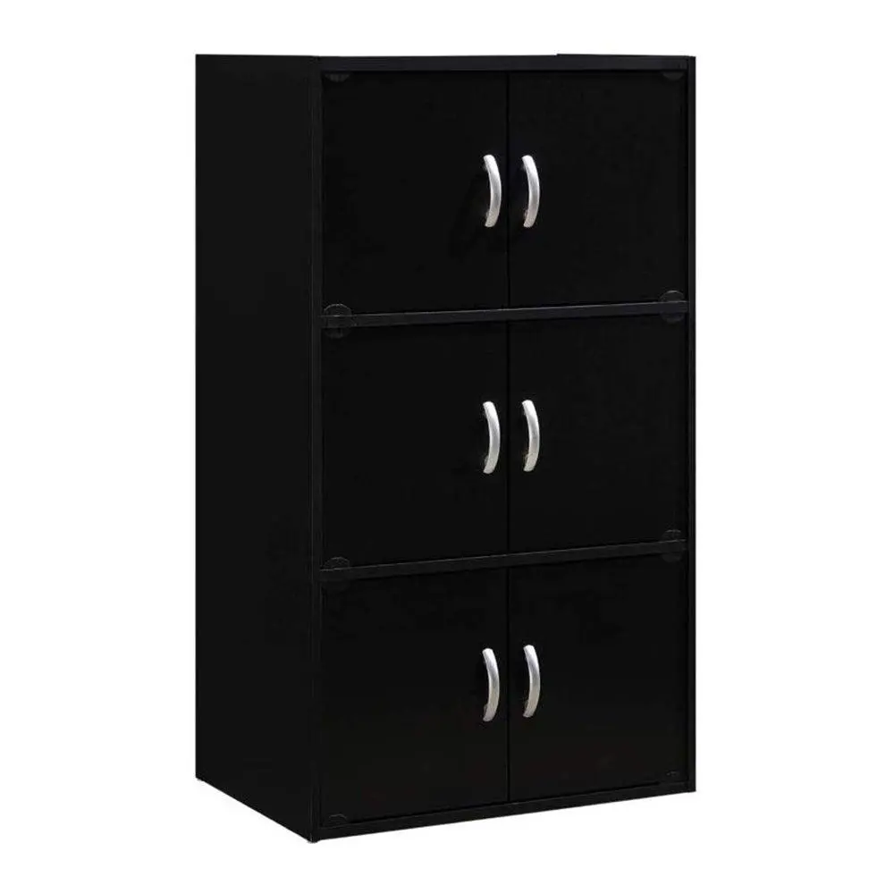 Hodedah HID33 Home 6-Door 3-Shelves Bookcase Enclosed Storage Cabinet
