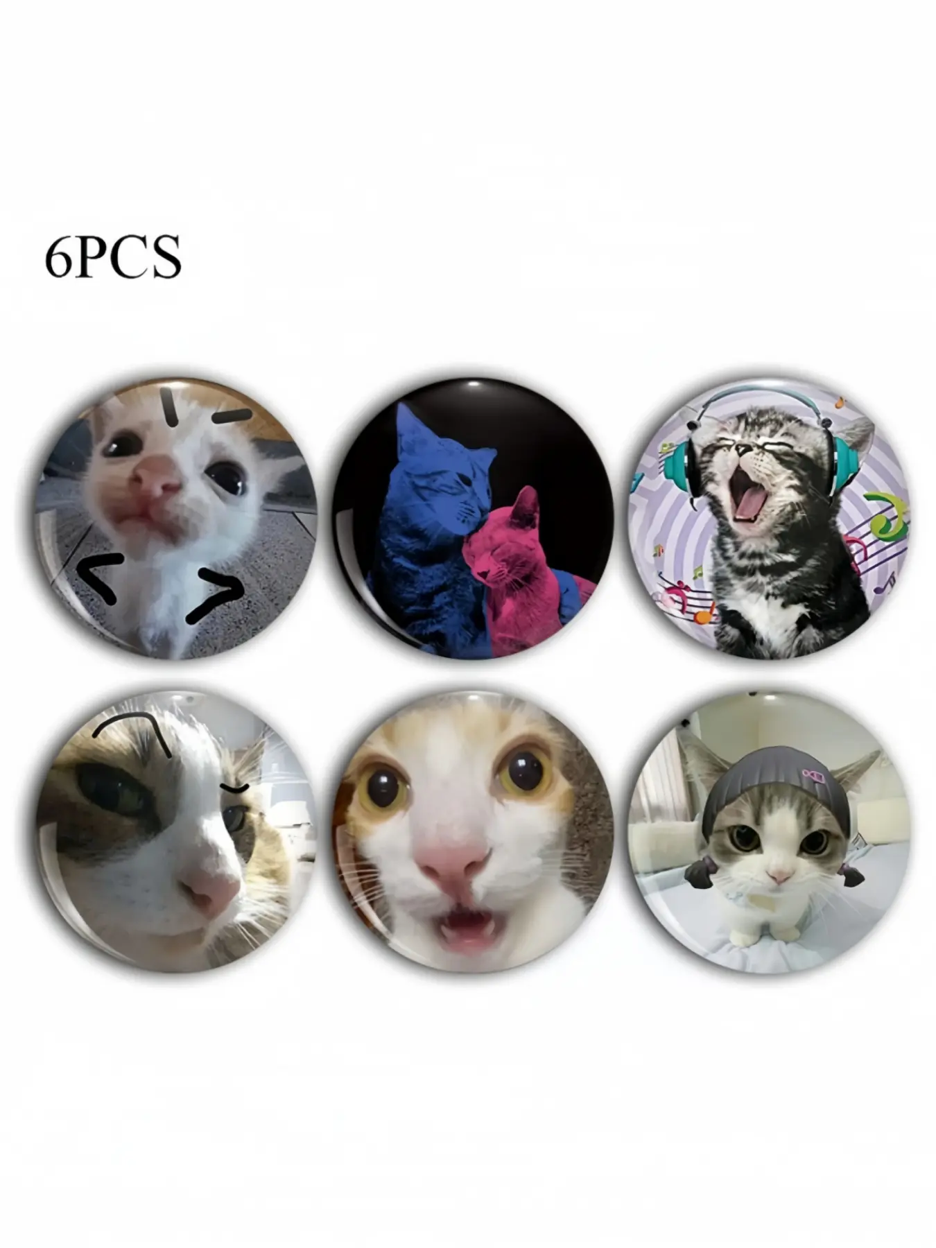 Cute Cat Lapel Brooch Pin Badge, Unique Fashion Accessory, Round Plastic DIY Button, Unisex Decorative Pins for Jeans, T-Shirts, Backpacks, Hats, Men Accessories, Brooch Set