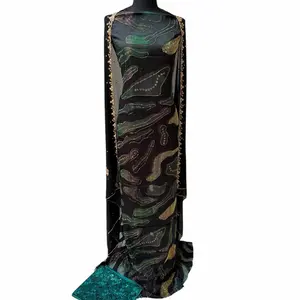 Midnight Majesty Dirac 3 Pcs Unstitched Fabric in Mustard Gold Emerald Green & Royal Blue for Wedding Eid Celebrations