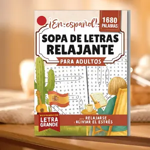 Spanish Adult Word Search Book, Large Print 1680 Words, Relaxing Find Letters Game, Brain Teaser Puzzle Book, Stress Relief Activity