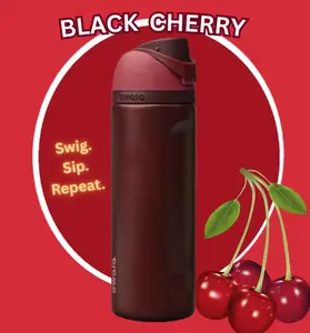 Owala FreeSip Insulated Stainless Steel Water Bottle 24 Oz Black Cherry BPA-Free with Straw for Travel Sports Hydration