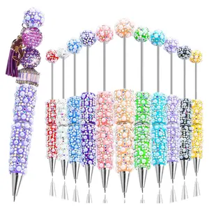 8pcs Full Drill Pearl Bead Pen Set, Beaded Pen, Pearl Flower Metallic Pens, Handwriting Tools, Creative Writing Instruments, Home Office Signing Pens