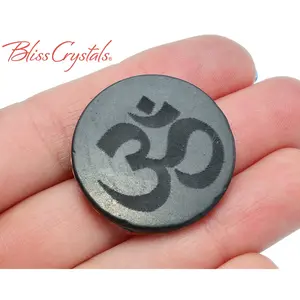 Shungite OM Adhesive Disc for phone for protection from EMF Healing Crystal and Stone #SP71