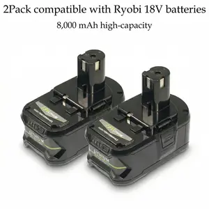 2Packs High Capacity 8.0Ah Upgrade Compatible with Ryobi 18V Battery Replacement for Ryobi ONE+ 18 Volt Battery P102 P108 P103 Cordless Power Battery Tools