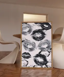 [SALE UP TO 45%] Lips Wall Art, Vogue Poster, Retro Wall Art, Trendy Wall Art, Teen Girl Room Decor, Vogue Wall Art, Black and White Vogue   Print
