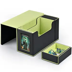 Card Deck Box with Display Window, Perfect Christmas Gift, MTG Commander Deck Box Fits 200 Double-Sleeved Cards with Dice Tray & 35pt Magnetic Card Holder