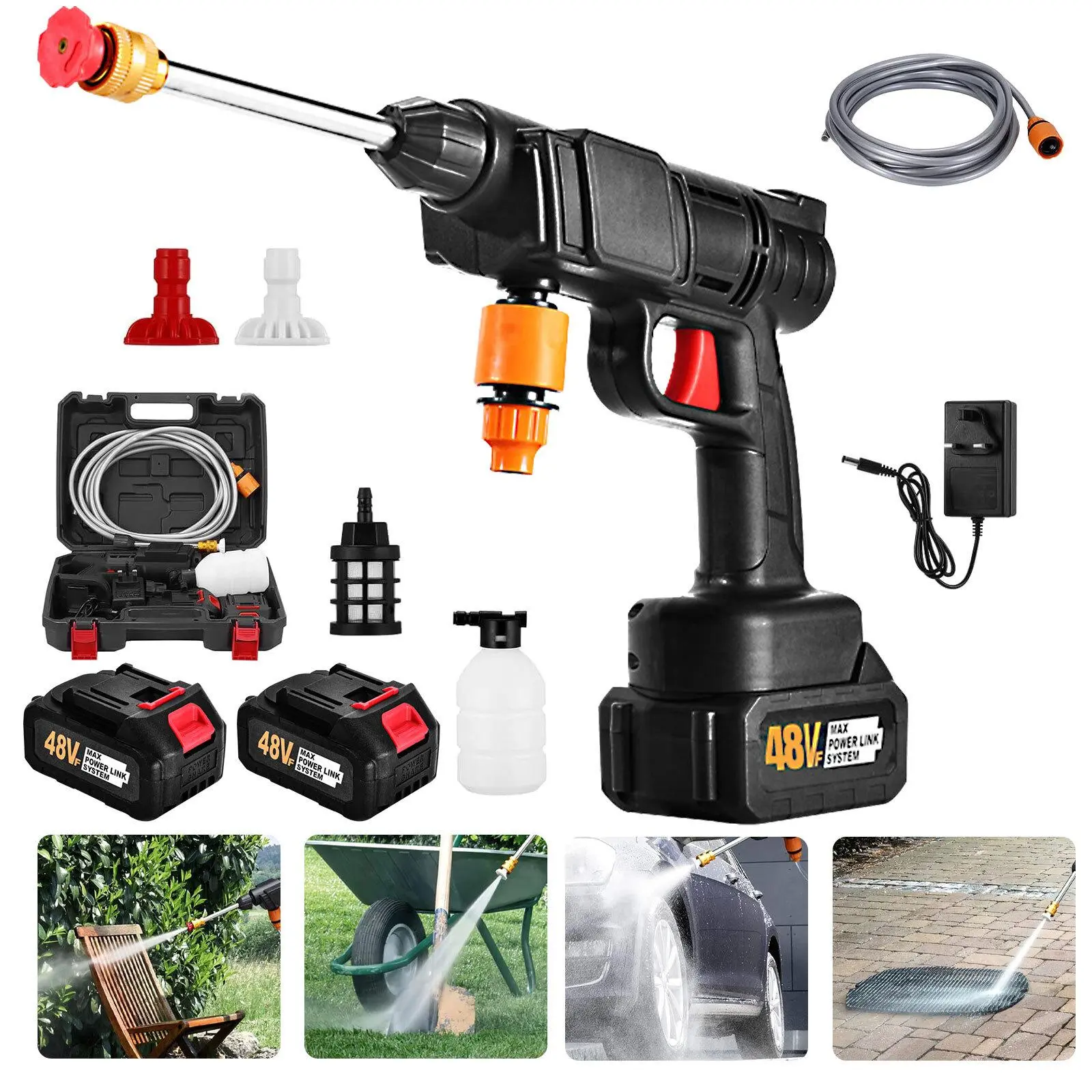 Electric Pressure Wash Gun Cordless - Portable Spray Cleaner for Car Patio Fence & Outdoor Cleaning Car Washing Tool Car Wash Sprayer