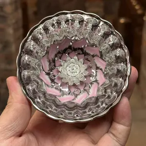 Silver  ScaEdged Pink Lotus Pattern Handmade Jianzhan Teacup