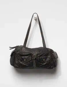 Emily Washed Shoulder Bag, Washed Black