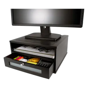 VICTOR® Monitor Riser with Drawer – Wooden Monitor Stand with Storage & Cable Management