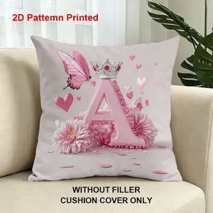 Modern Romantic Style Cushion Cover, Butterfly Silver Crown Floral Design, Double-Sided Print, Home Decor for Bedroom, Living Room, Sofa, Bed