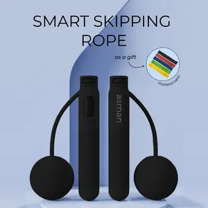 Asman Smart Skipping Rope & Fitness Bands Set - Cordless Counter Jump Rope with Large Cordless Ball - Ergonomic Handles & LCD Display for Adults & Women - Perfect for Home & Travel Workouts