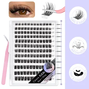 144 Pcs Self Adhesive Eyelash Clusters, Self Adhesive Eyelashes, No Glue Needed, Invisible Strip Tape - Longer Lasting, No Sticky Residue Pre Glued Eyelashes, Comes with matching tweezers, Glueless Lashes