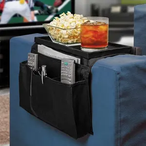 Couch Armrest Tray with Cup Holder - Remote/Phone/Tablet Storage for Recliner & Bedside
