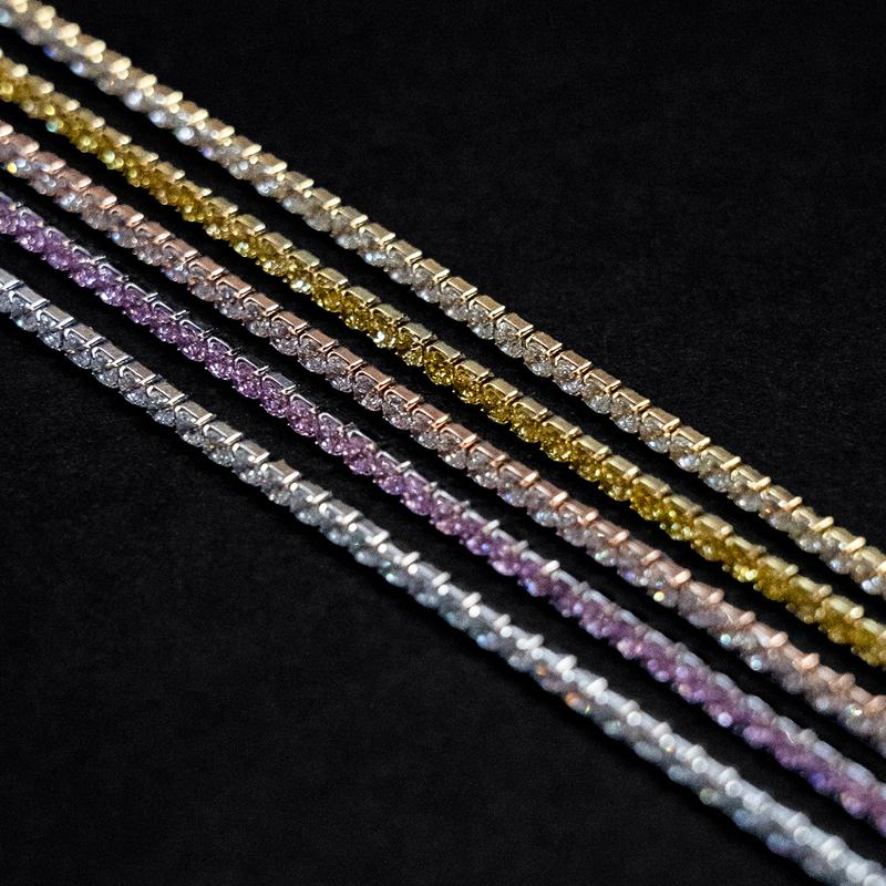 GLD Micro Tennis Necklace | Yellow Gold 2mm Width 18k Gold Plated Chain with CZ Stones for Men & Women 16" to 28" Lengths