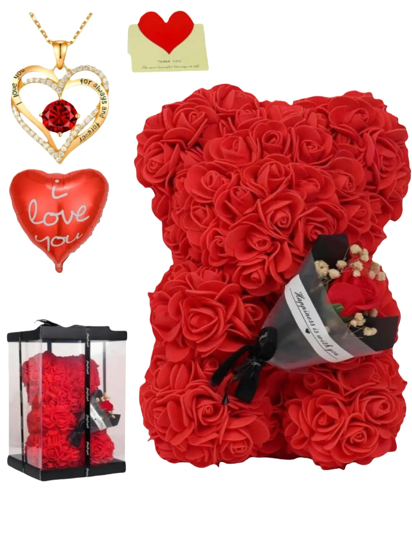 Eternal Rose Teddy Bear Gift Box, Ideal for Couples, Soulmate Gift, Appreciation Gifts, Valentine's Day, Anniversary, Birthday, Christmas, New Year Present, Flower