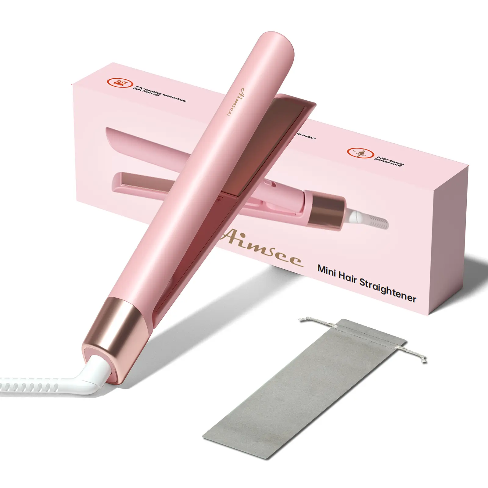 0.8 Inch Ceramic Mini Flat Iron, 2-in-1 Hair Straightener & Curler, Small for Short Hair & Curling Bangs, Dual Voltage for Travel & Worldwide Use (Pink), Hair Curler tiktokshopbacktoschool