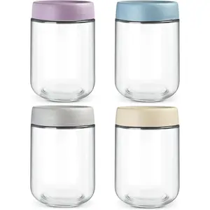 Overnight Oats Containers, 16oz Glass  Storage Containers with , Meal Prep Mason Jars for Oatmeal,  Seed Pudding, Yogurt (Set of 4)