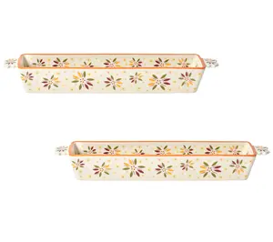 Temp-tations Seasonal Set of (2) Cracker Trays with Handles