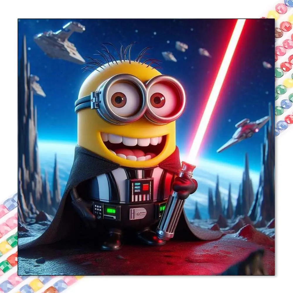 1 DIY Diamond Painting Kit, 5D Diamond Art Set, DIY Decoration, Minions, Lightsaber, Space Diamond Painting Set Full Round Diamonds, Mosaic, Diamond Art, DIY Art Home Decor, suitable for Christmas