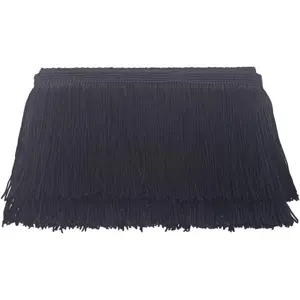 Sewing Fringe Trim Fringes 5 Yards for Clothing Accessories DIY Craft Latin Wedding Dress Lamp Shade Decoration (4 Inch Black)