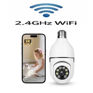 4MP Smart Light Bulb Camera with 2.4GHz WiFi Alarm Monitoring Full Color Night Vision Easy Installation Motion Detection Two-Way Audio  US Local Cloud Cord Safety Socket